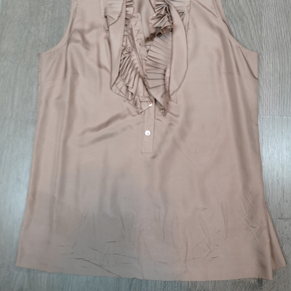 Upcycled Vintage Boho Pleated Ruffled Sleeveless Button Down Shirt - Picture 5 of 7